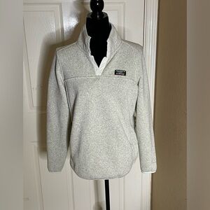 LL Bean Sweater Womens Medium Ivory Outdoor Sweatshirt Lightweight Casual Preppy